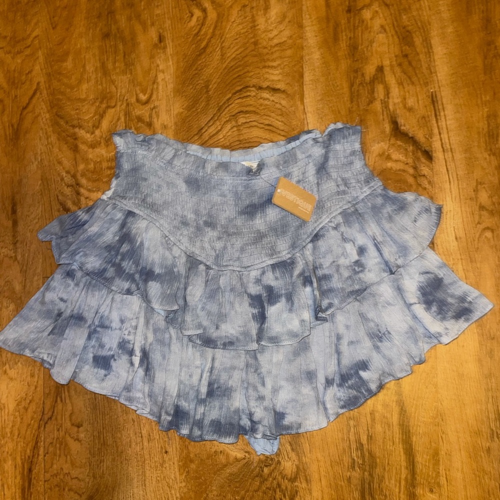 Vestique Ruffle Blue Tie Dye Skirt